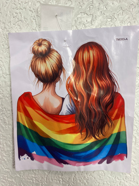 VINAL LESBIANS WITH PRIDE FLAG STICKER