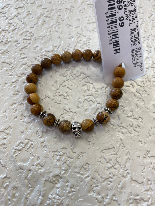 TAN SKULL BEADED BRACLET