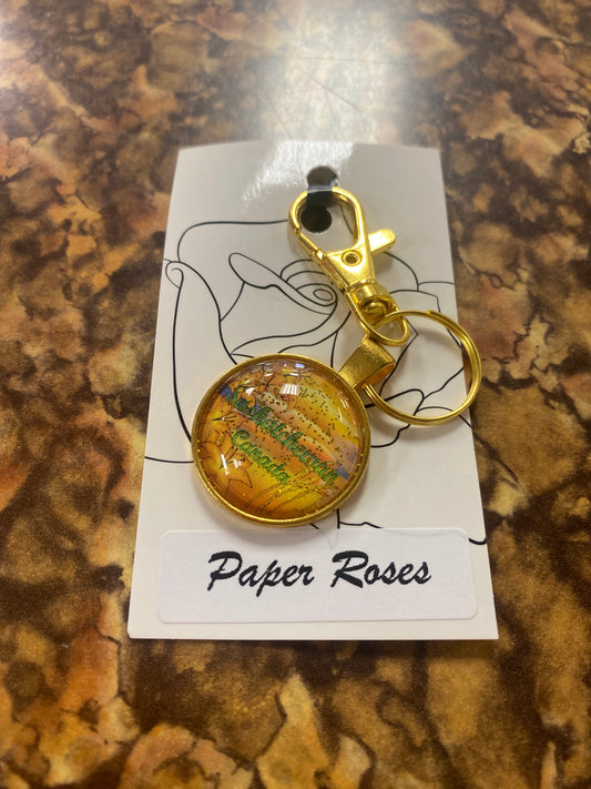 SASKATCHEWAN CANADA GLITTER GOLD KEYCHAIN