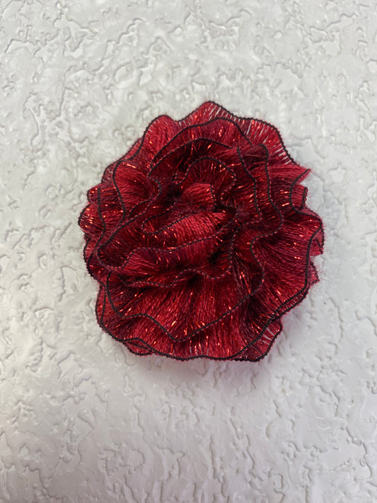 RED GLITTER FLOWER PIN