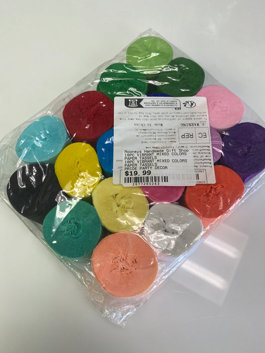 18PC VIBRANT MIXED COLORS PAPER TASSELS