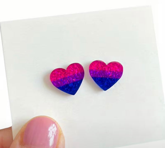 BI PRIDE HEART EARRINGS