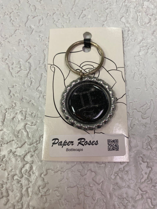 SILVER GEM BOTTLE CAP KEYCHAIN