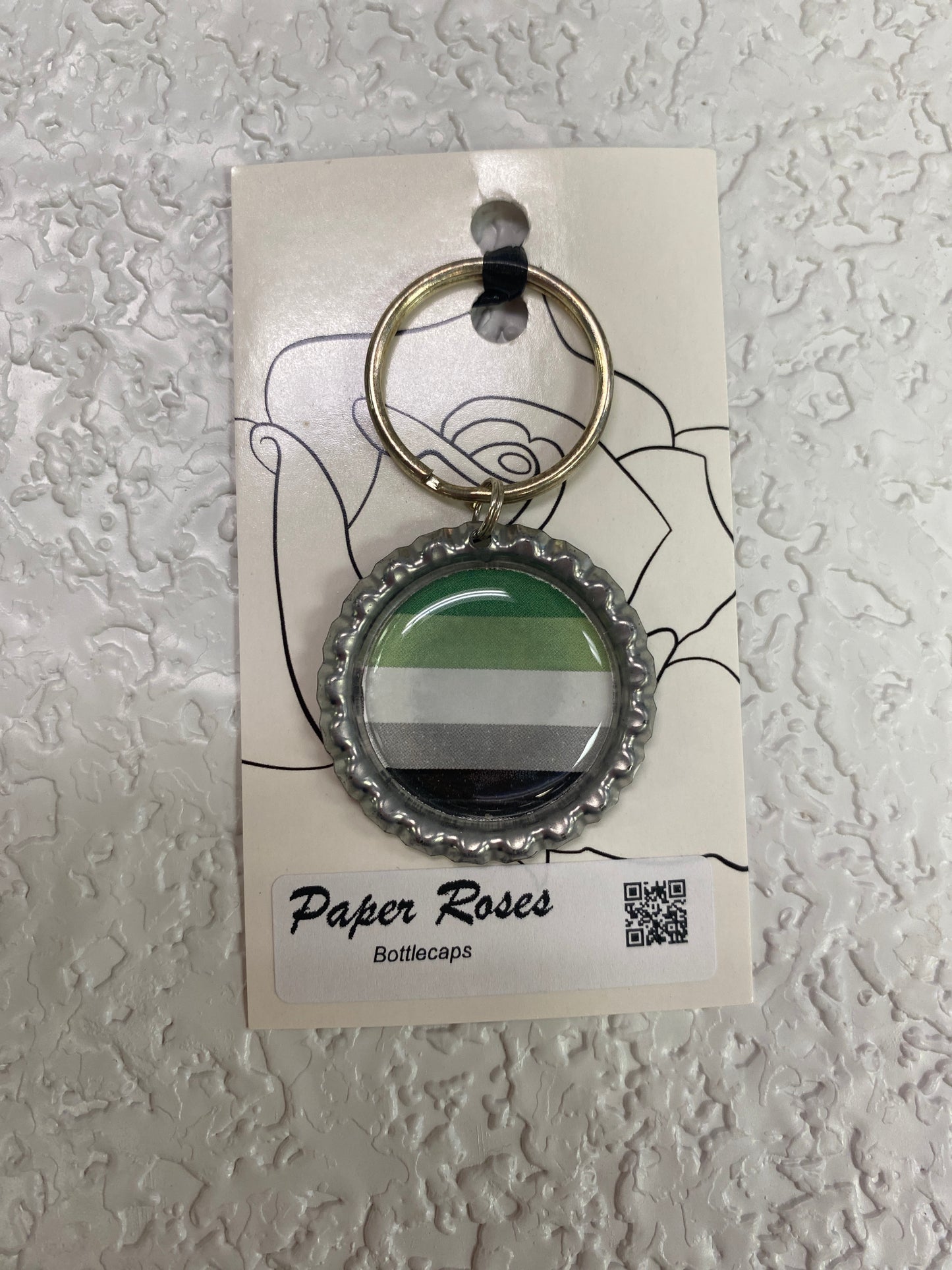 SILVER PRIDE BOTTLE CAP KEYCHAIN