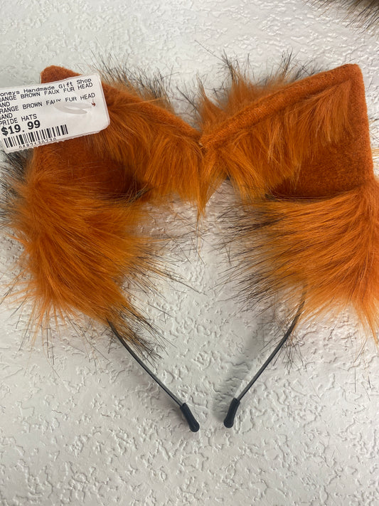 ORANGE BROWN FAUX FUR HEAD BAND