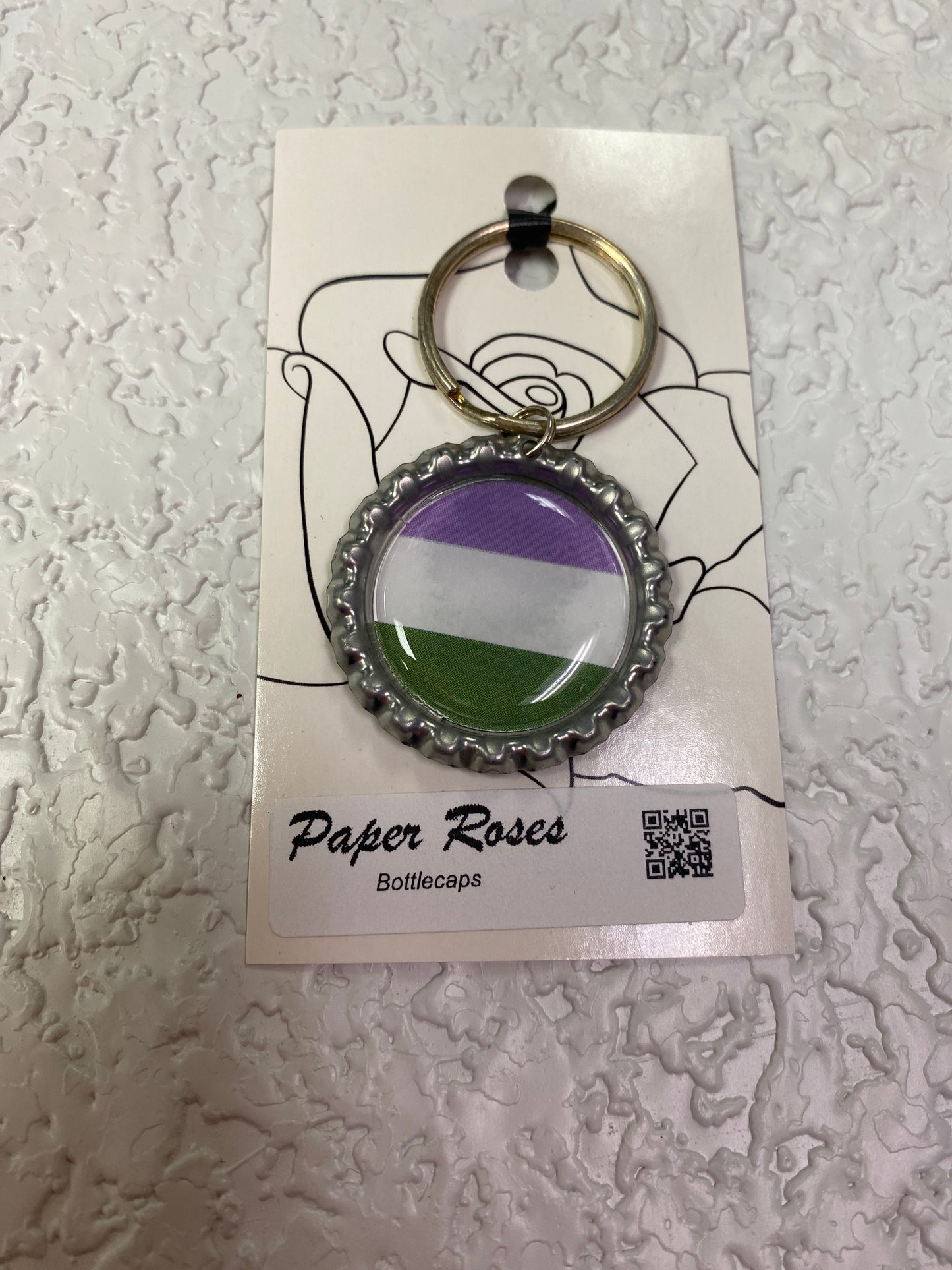 SILVER PRIDE BOTTLE CAP KEYCHAIN