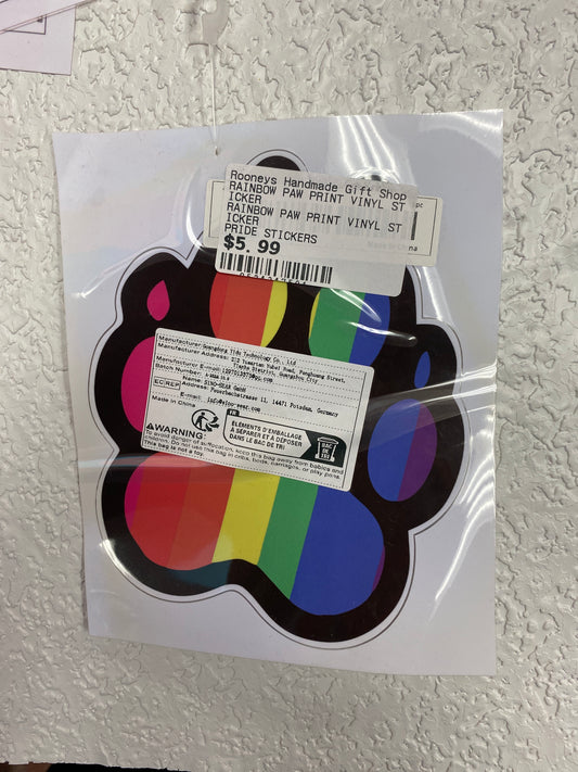 RAINBOW PAW PRINT VINYL STICKER