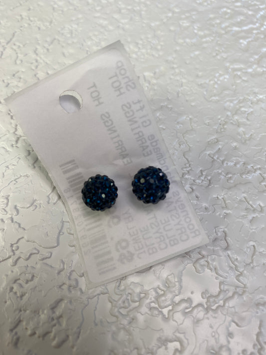 CRYSTAL BALL EARRINGS HOT BLUE