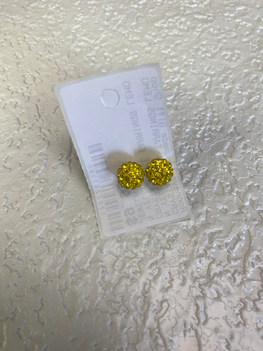CRYSTAL BALL EARRINGS LEMON YELLOW