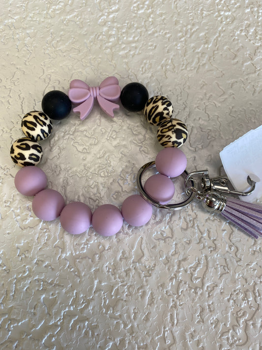 PURPLE CHIC LEOPARD PRINT SILICONE BEAD WRISTLET