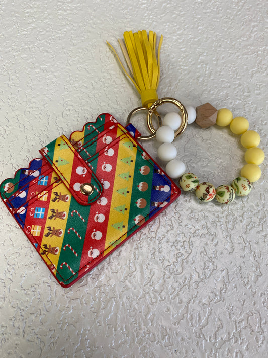 CHRISTMAS YELLOW SILICONE BRACLET KEYCHAIN WALLET