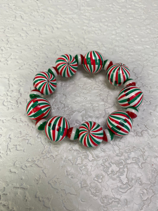GREEN RED PEPPERMINT BRACELET