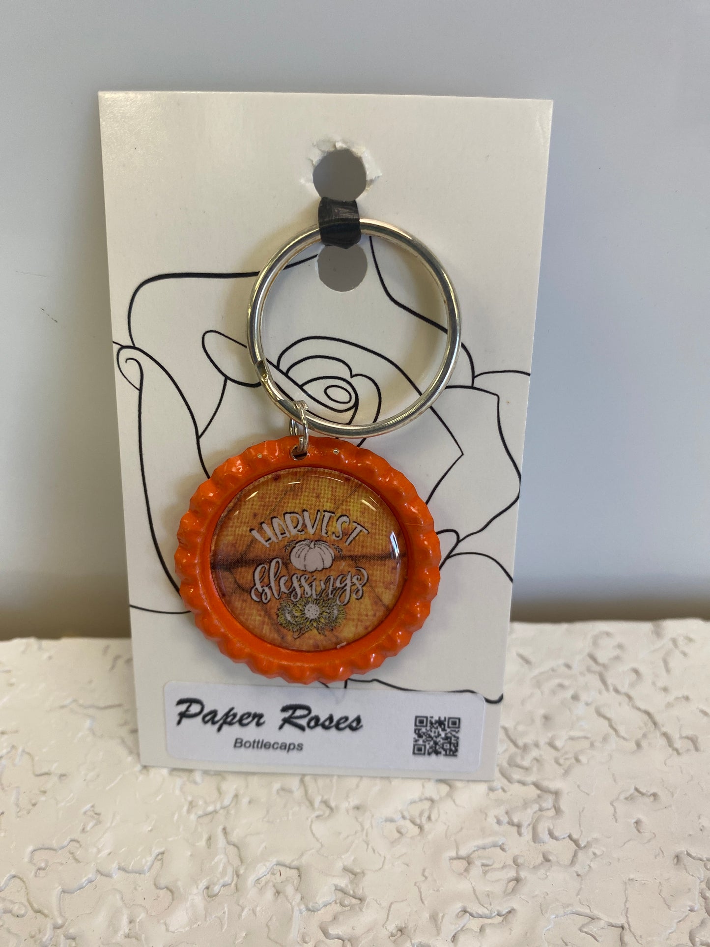 ORANGE FALL BOTTLE CAP KEYCHAIN