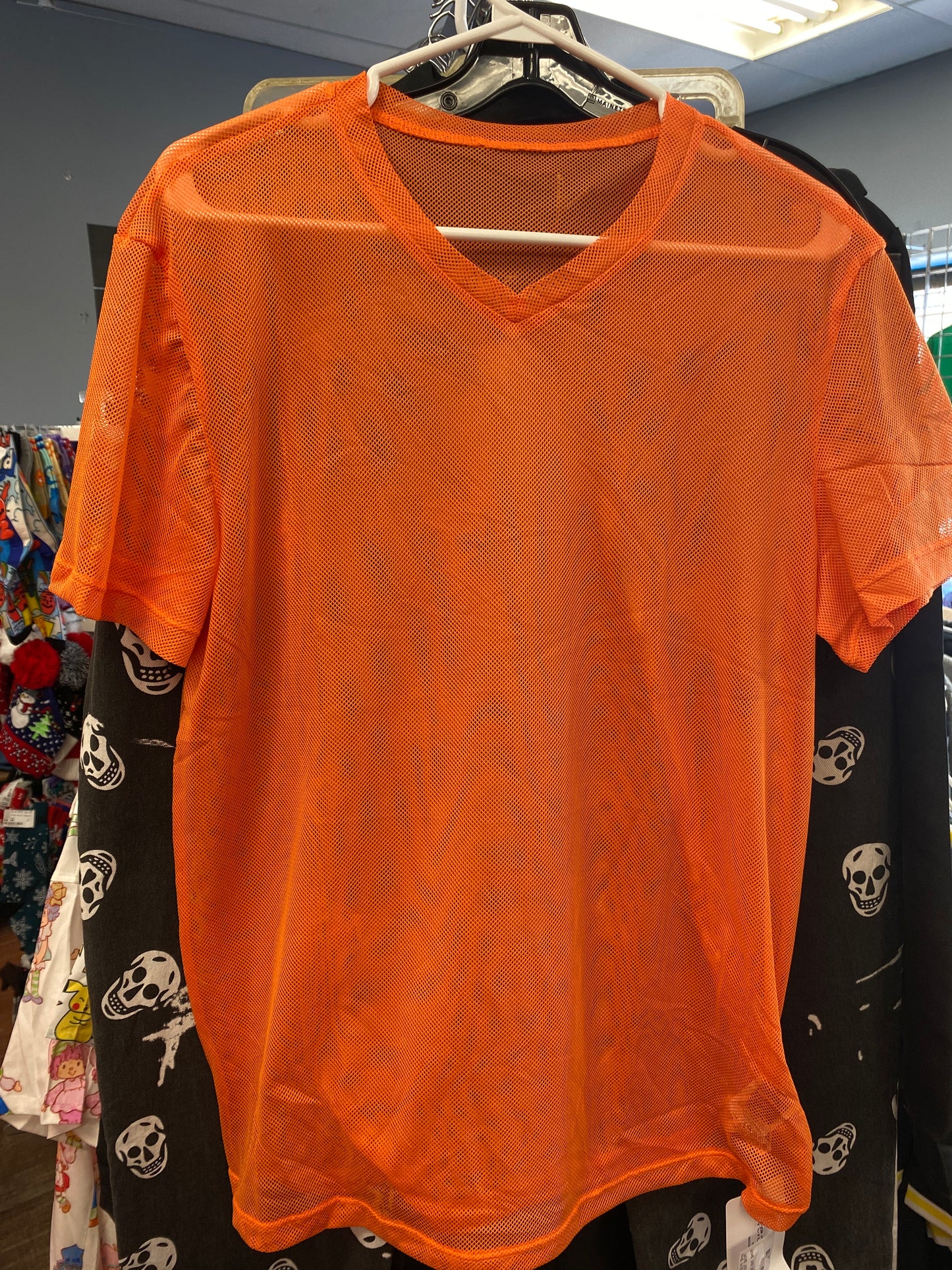ORANGE MESH CUT OUT SHIRT MEDIUM