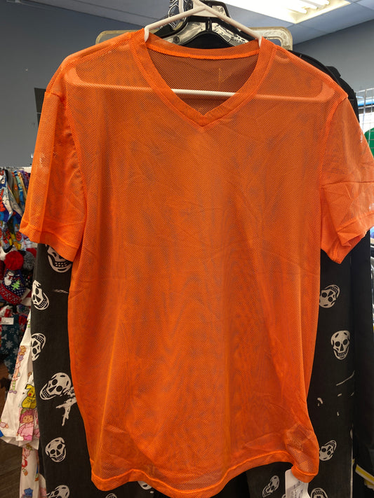 ORANGE MESH CUT OUT SHIRT XL