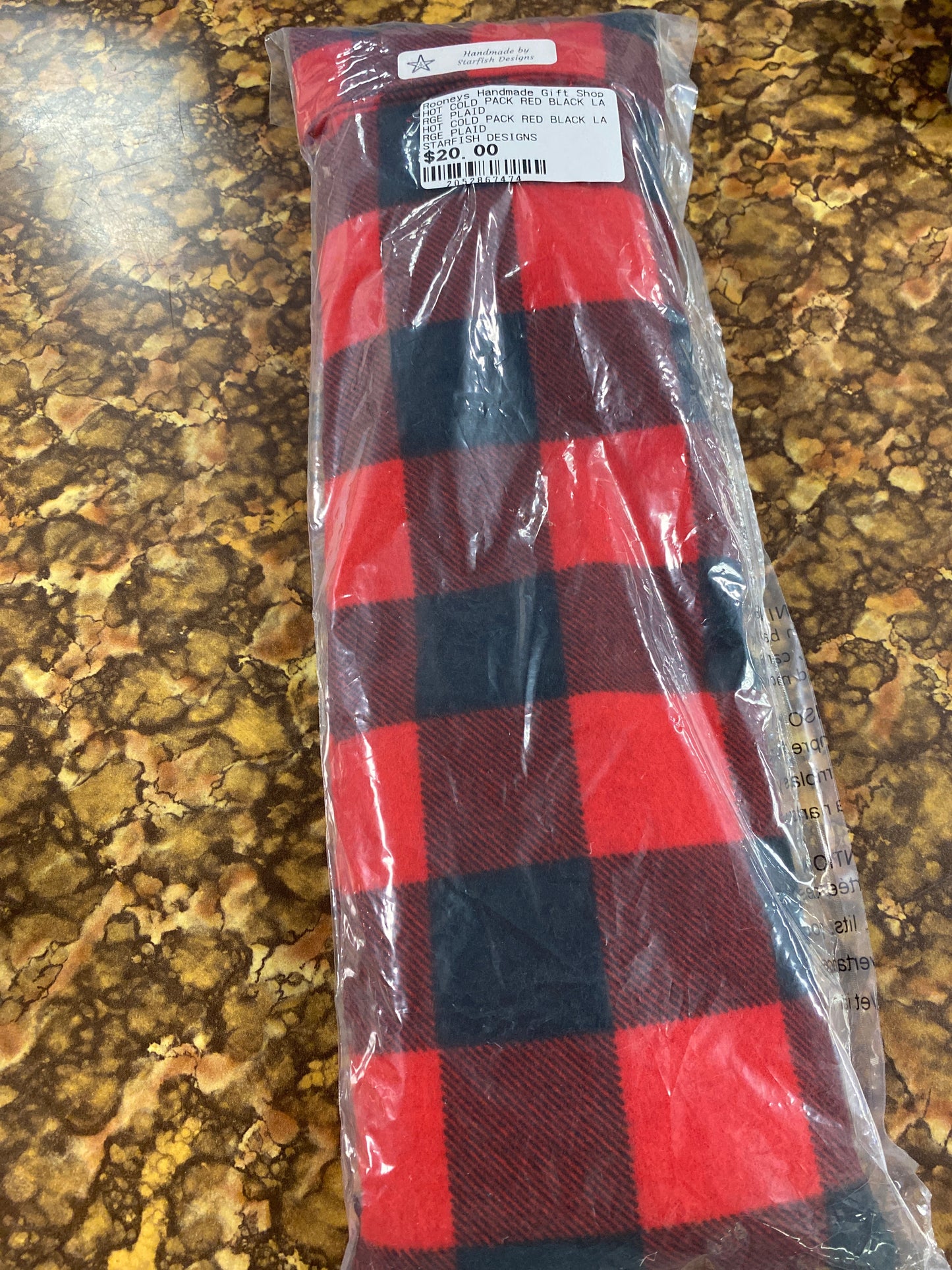 Hot cold pack rectangular red black large plaid