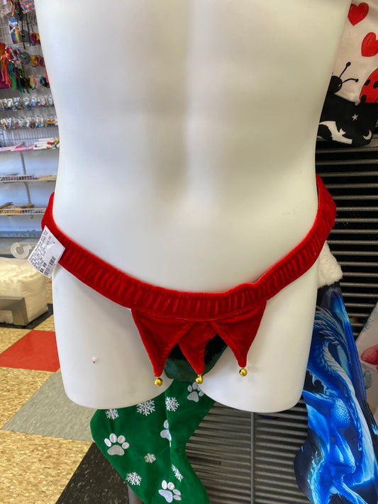 MENS FESTIVE CHRISTMAS THONG RED ONE SIZE