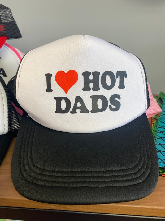 I LOVE HOT DADS BLACK WHITE HAT