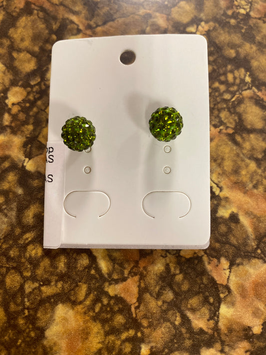 CRYSTAL BALL EARRINGS GRASS GREEN