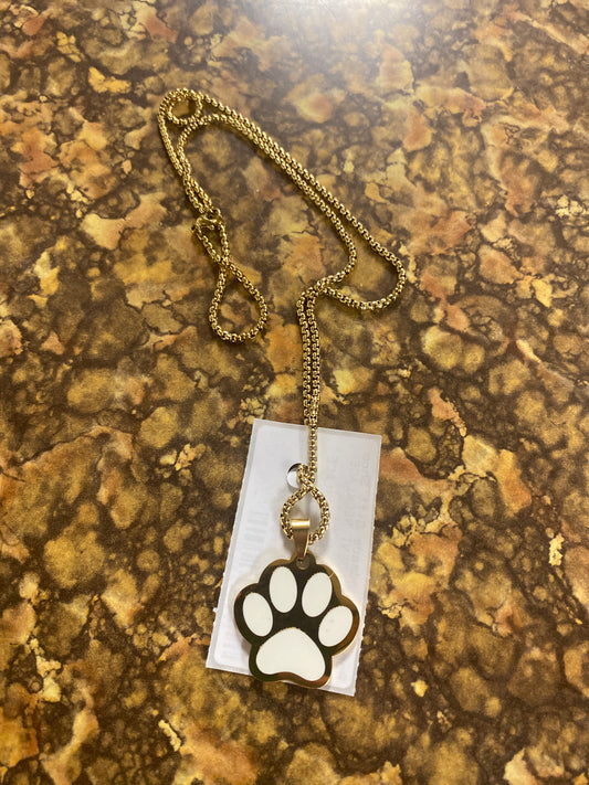 PUNK DOG PENDENT NECKLACE WHITE GOLD