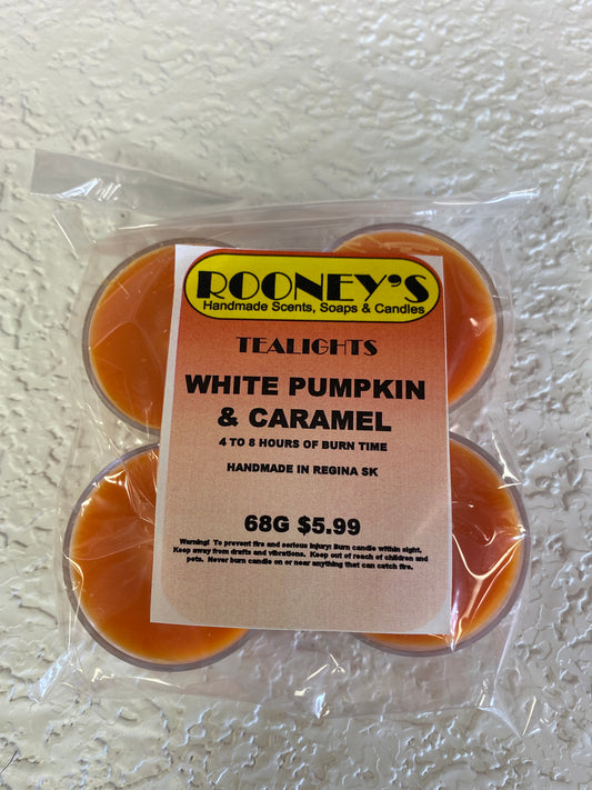 WHITE PUMPKIN & CARAMEL 4 PK TEALIGHTS