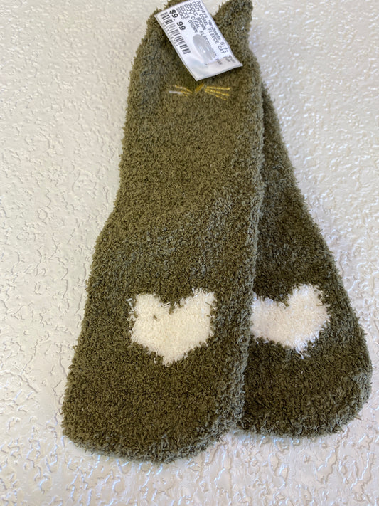 COZY CORAL FLEECE CAT PAW SOCKS BROWN