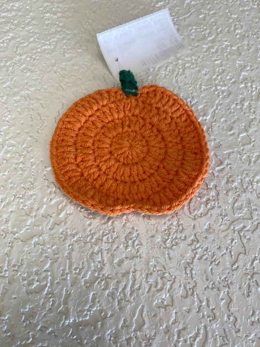 ORANGE CROCHET PUMPKIN COASTER