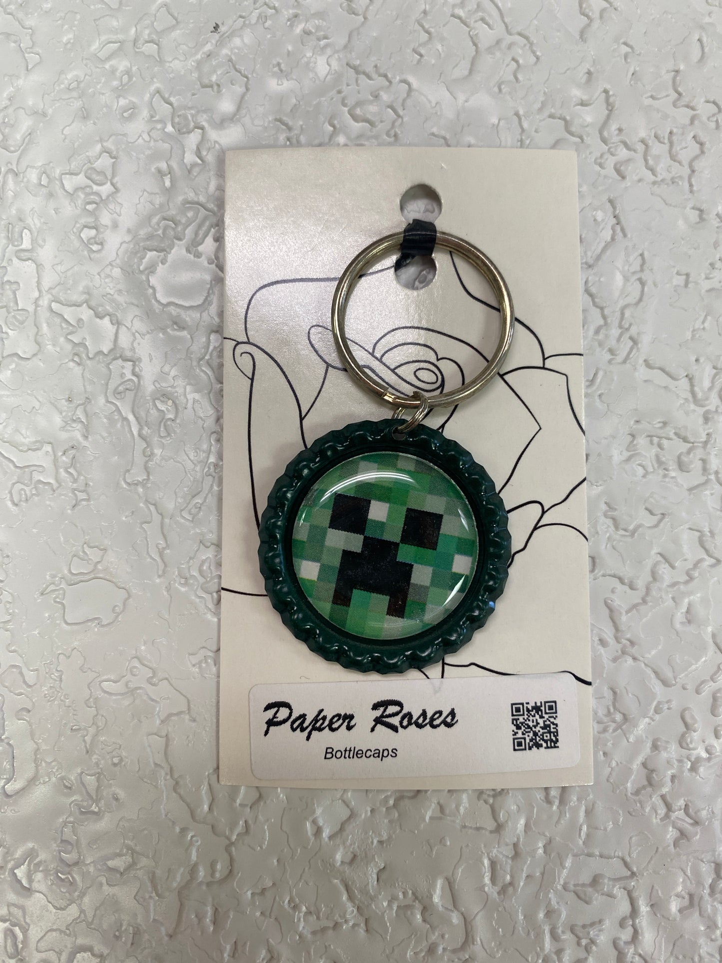 CREEPER BOTTLE CAP KEYCHAIN