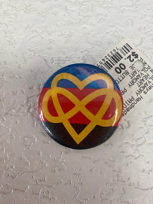 POLYAMORY PRIDE FLAG BUTTON HEART