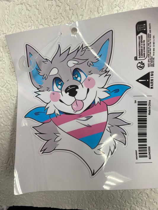 TRANS PRIDE DOG VINYL DECAL
