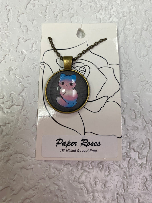 TRANS PRIDE CAT BRONZE NECKLACE