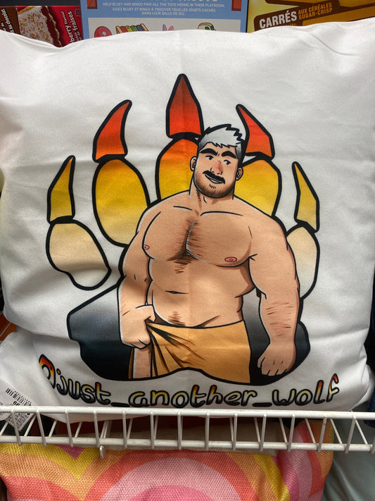 GYM BEAR JUST ANOTHER WOLF THROW PILLOW