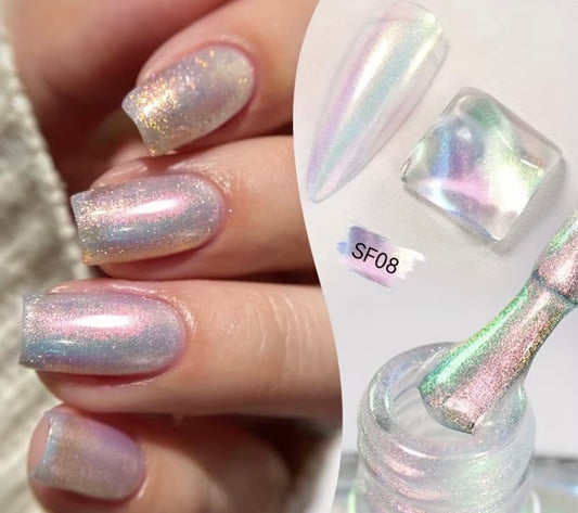 NAIL POLISH WHITE PEARL GLITTER SHINE