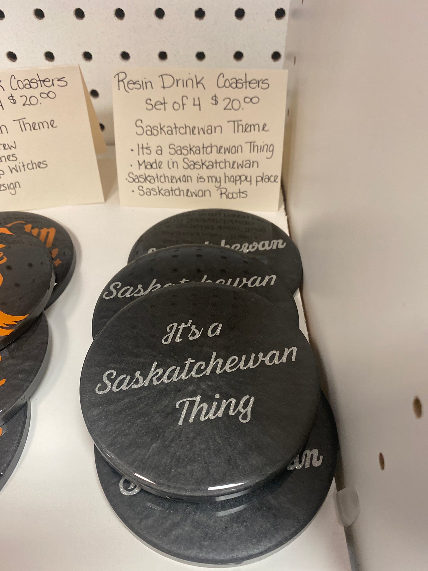 RESIN DRINK COASTERS SASK THEME SET OF 4