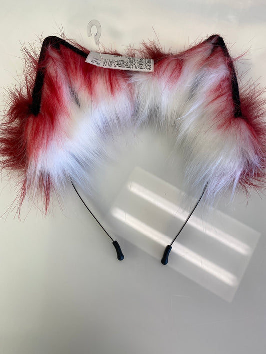 A PLUSH HEADBAND WITH FAUX ANIMAL EARS RED WHITE
