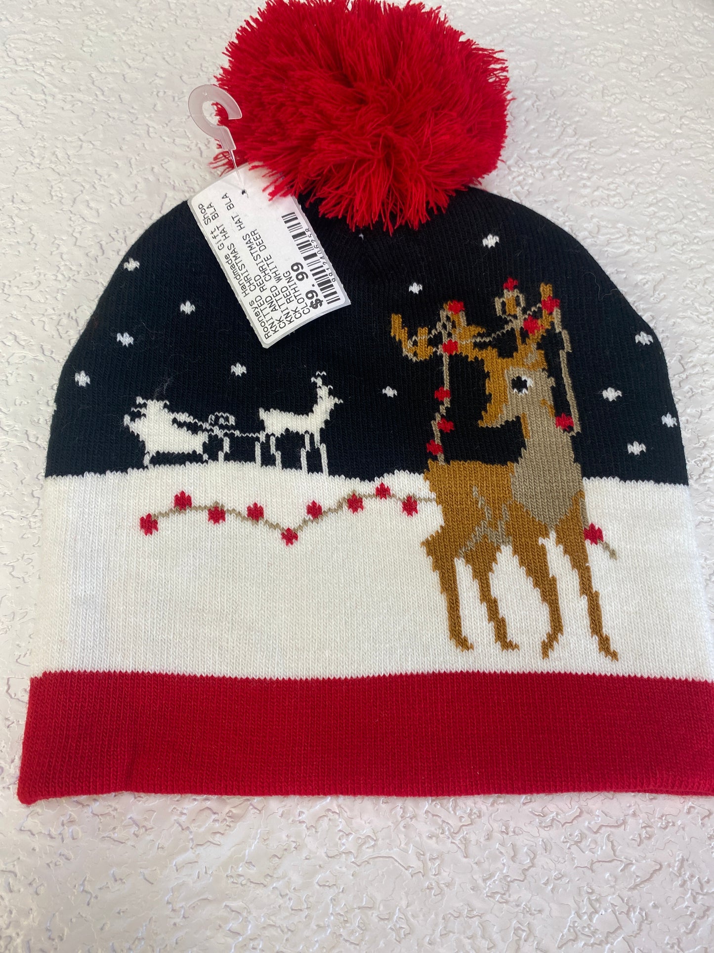 ASSORTED KNITTED CHRISTMAS BAT BLACK AND RED