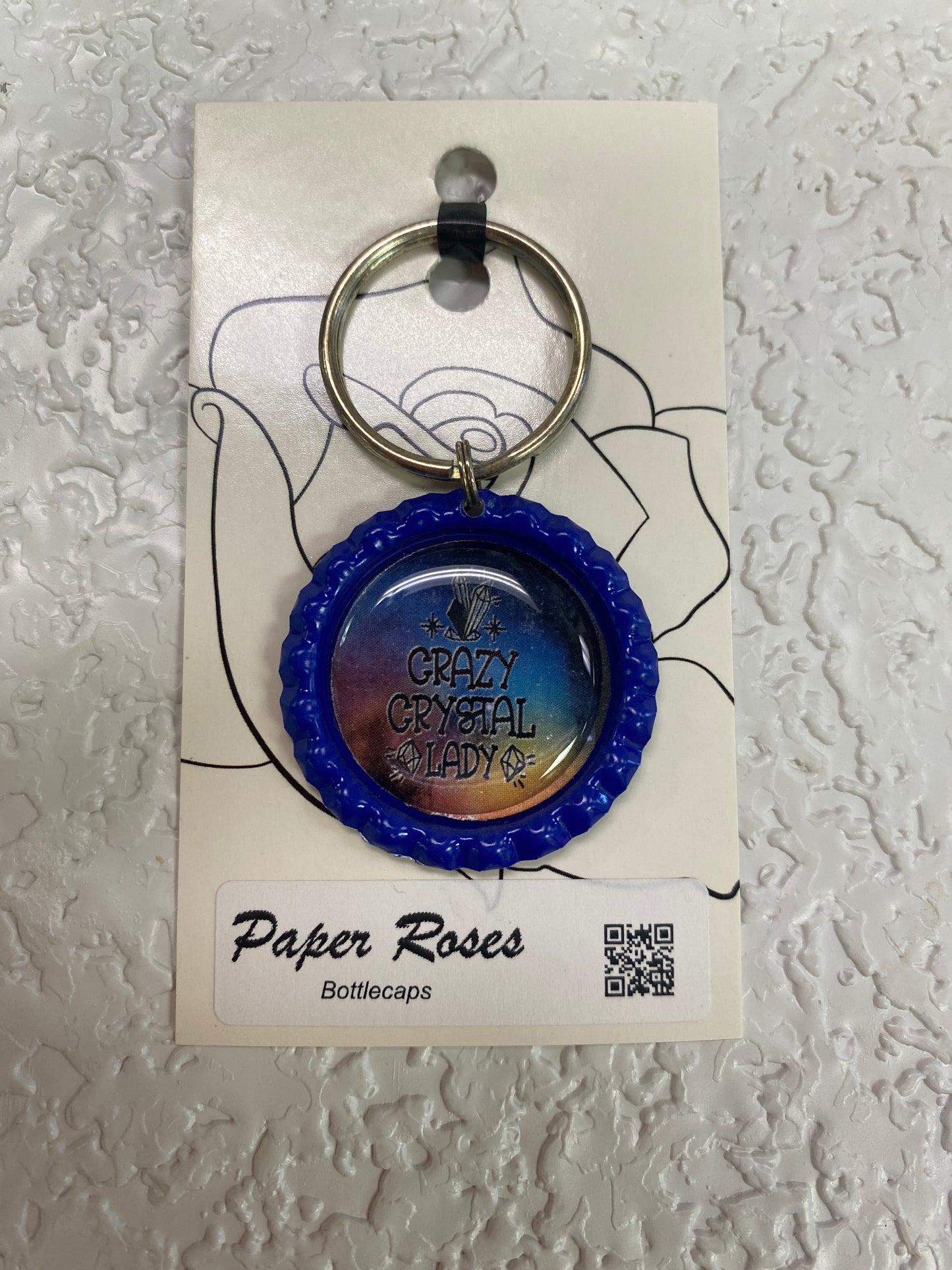 CRYSTAL LADY BOTTLE CAP KEYCHAIN