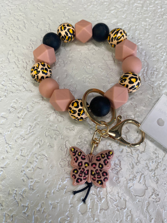 CHIC BUTTERFLY PINK LEOPARD SILICONE WRISTLET