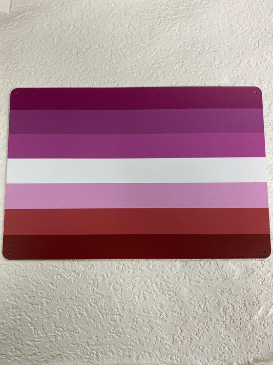 METAL TIN LESBIAN PRIDE FLAG