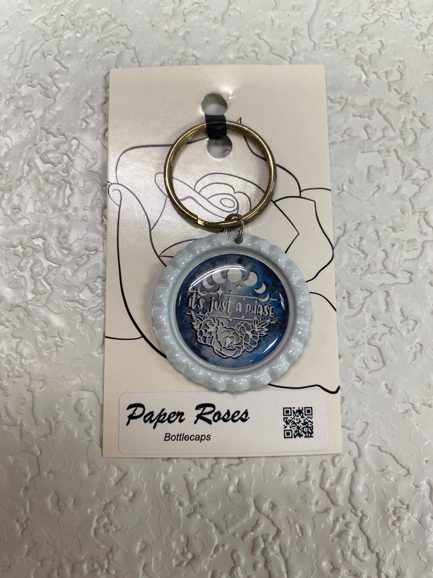 JUST A PHASE BOTTLE CAP KEYCHAIN