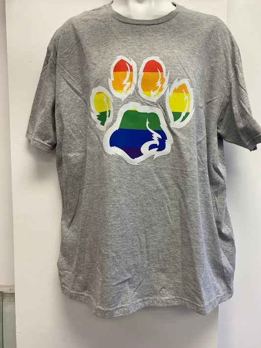 RAINBOW PAW PRINT GREY SHIRT