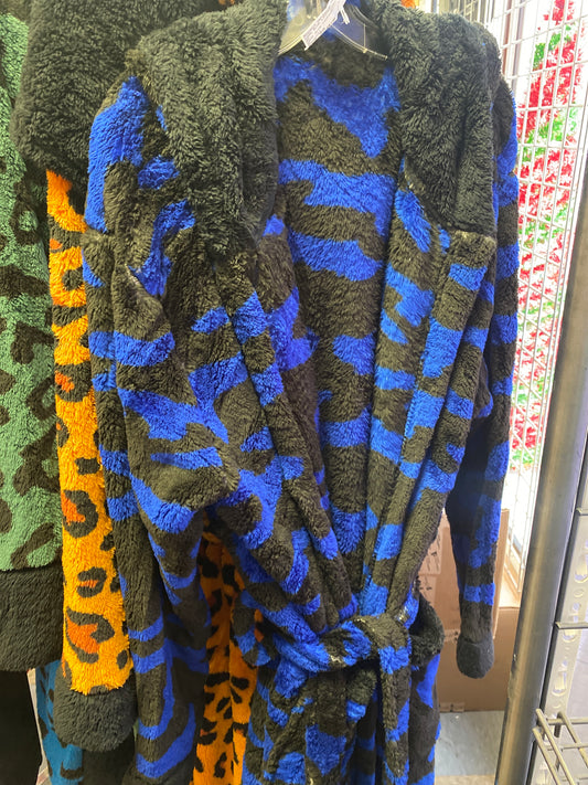 Dark blue leopard print robe