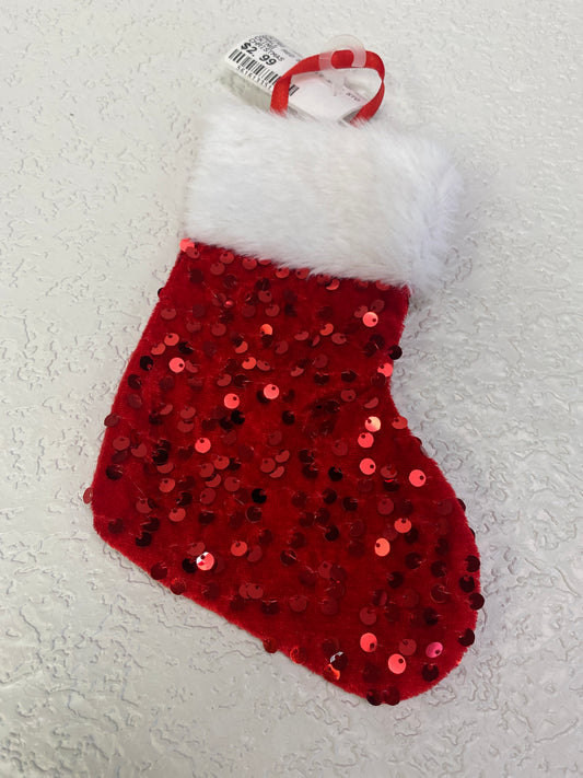 SMALL RED SPARKLE XMAS STOCKING