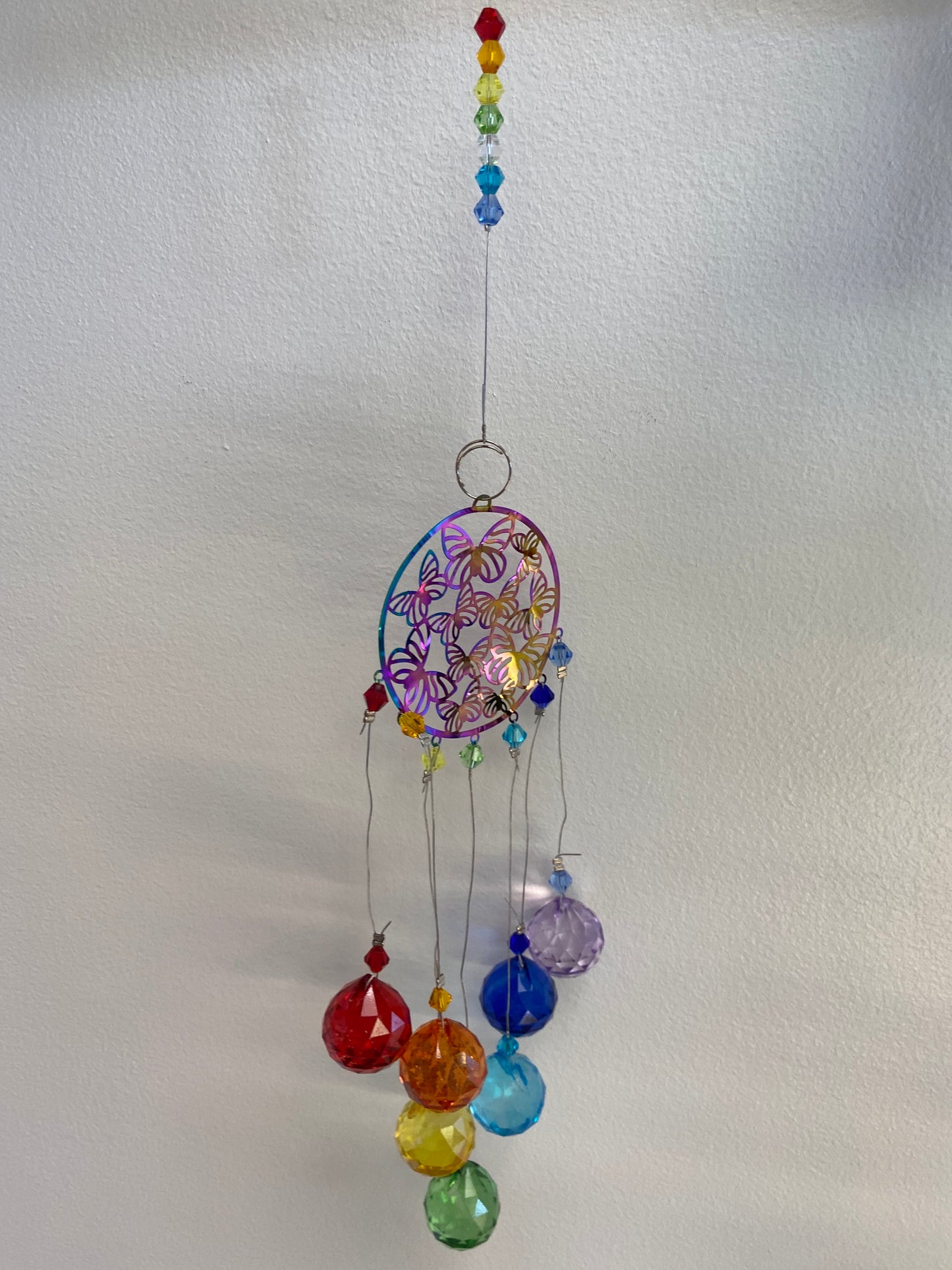 ROUND BUTTERFLY RAINBOW CRYSTAL SUNCATCHER