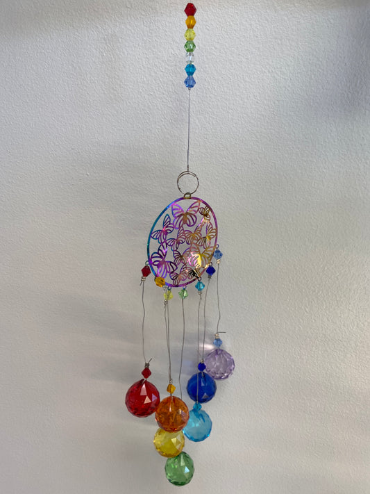 ROUND BUTTERFLY RAINBOW CRYSTAL SUNCATCHER