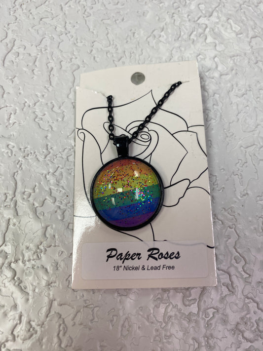RAINBOW GLITTER BLACK NECKLACE
