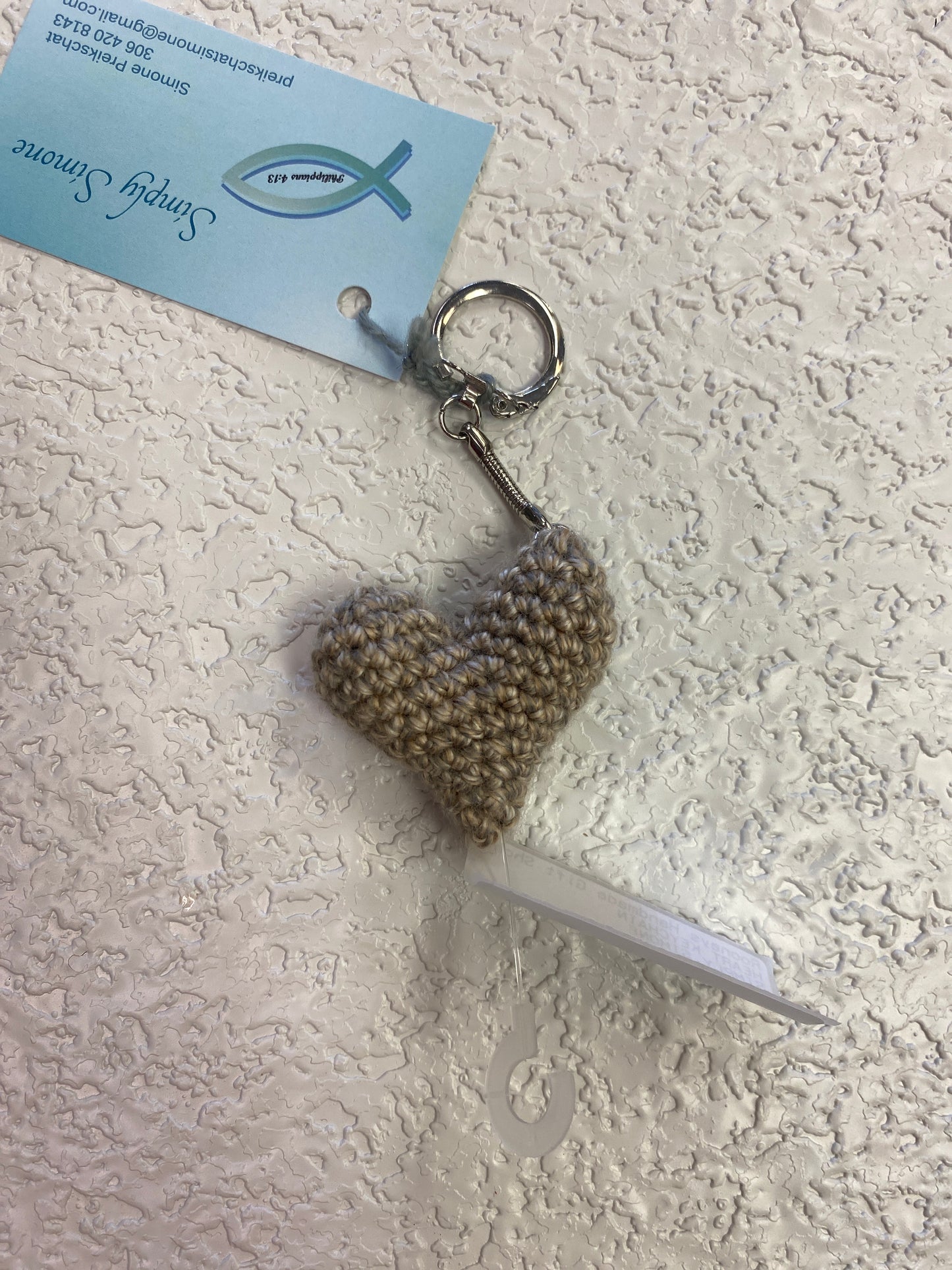TAN HEART KEYCHAIN