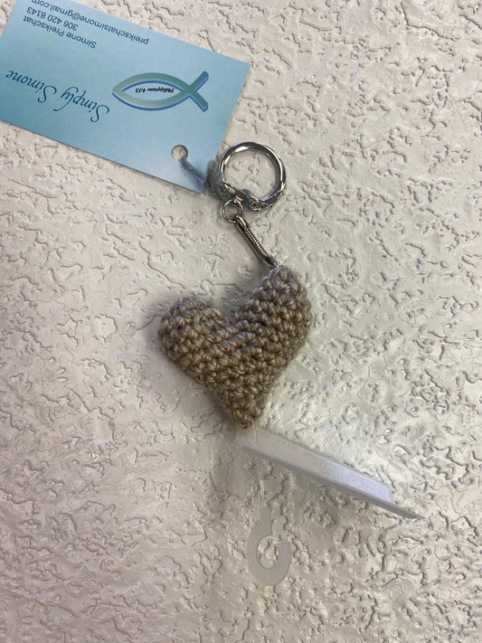 TAN HEART KEYCHAIN