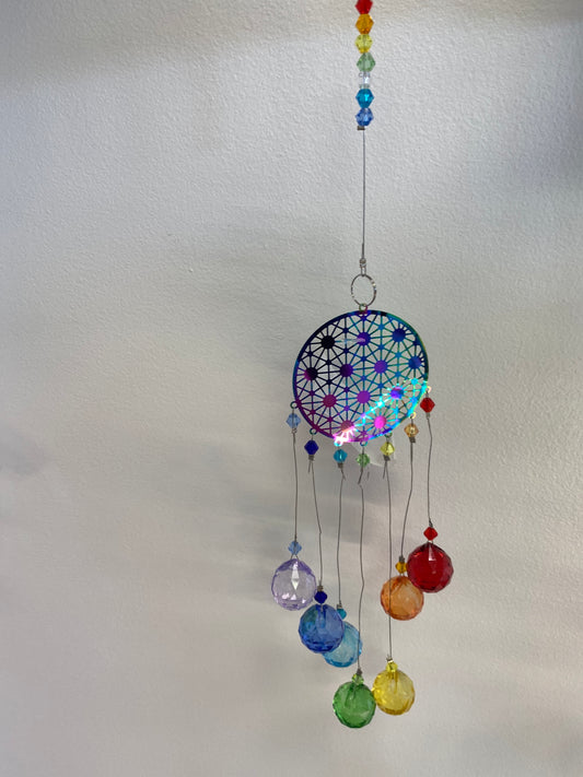 ROUND SUNBURST RAINBOW CRYSTAL SUNCATCHER