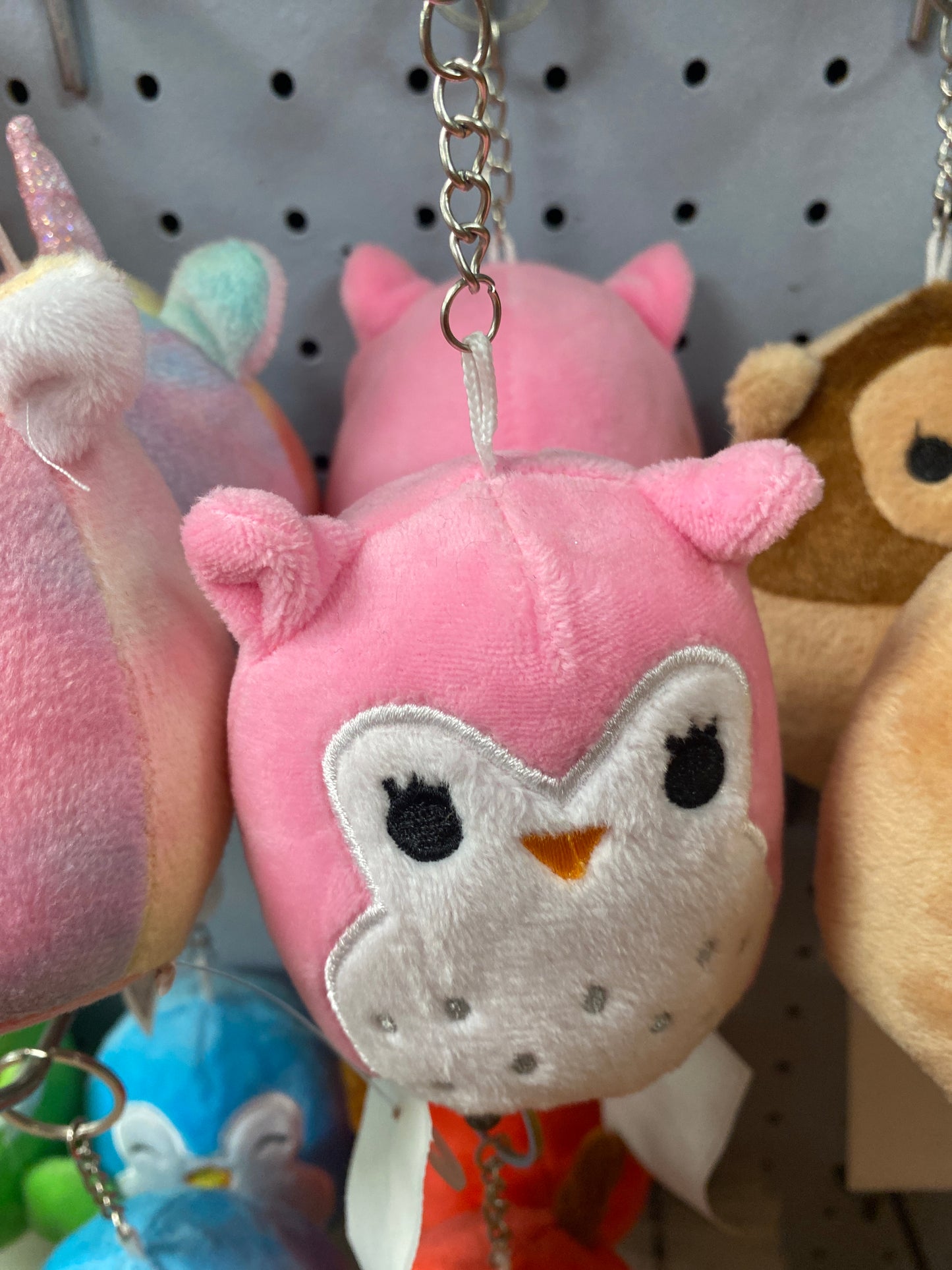 PINK OWL PLUSH KEYCHAIN
